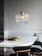Modern Covent Handblown Glass Pendant Light Gold Metal Hanging Fixture for Kitchen and Dining Room