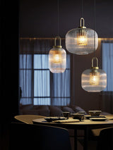 Modern Covent Handblown Glass Pendant Light Gold Metal Hanging Fixture for Kitchen and Dining Room