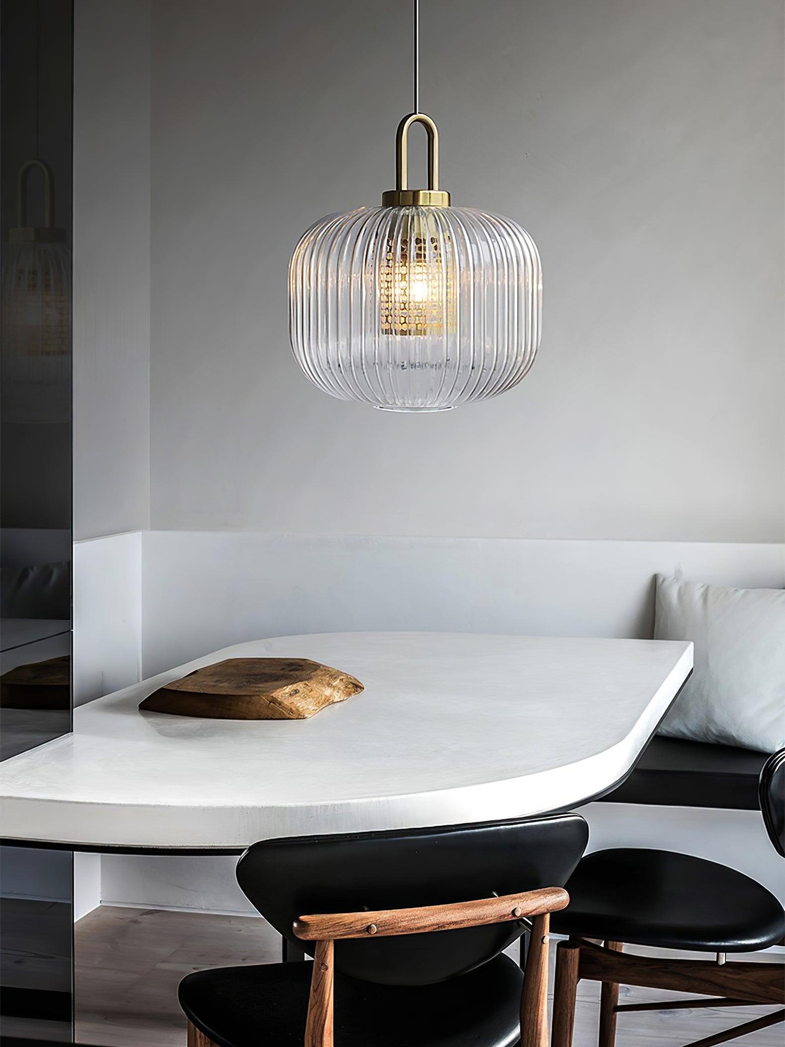 Modern Covent Handblown Glass Pendant Light Gold Metal Hanging Fixture for Kitchen and Dining Room