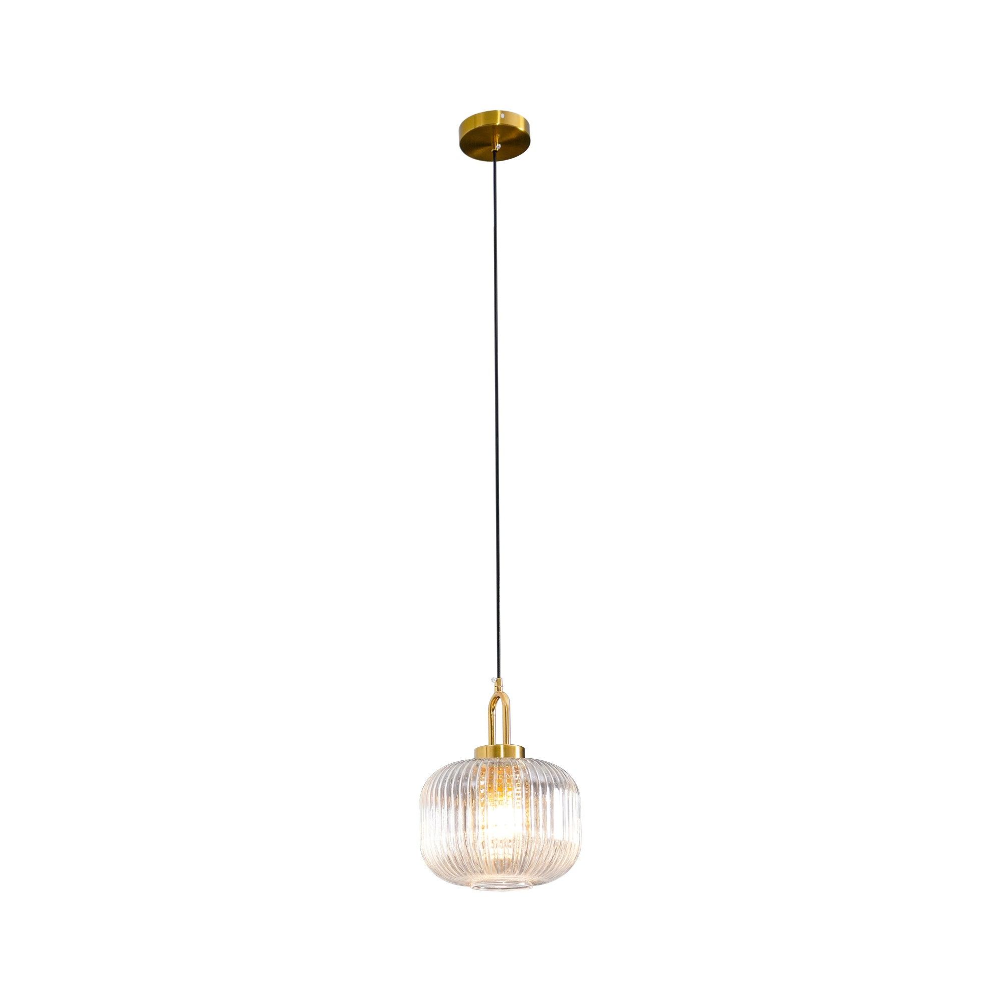 Modern Covent Handblown Glass Pendant Light Gold Metal Hanging Fixture for Kitchen and Dining Room
