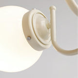 Modern Cream Ball Chandelier with White Glass Globes Mid Century Ceiling Light