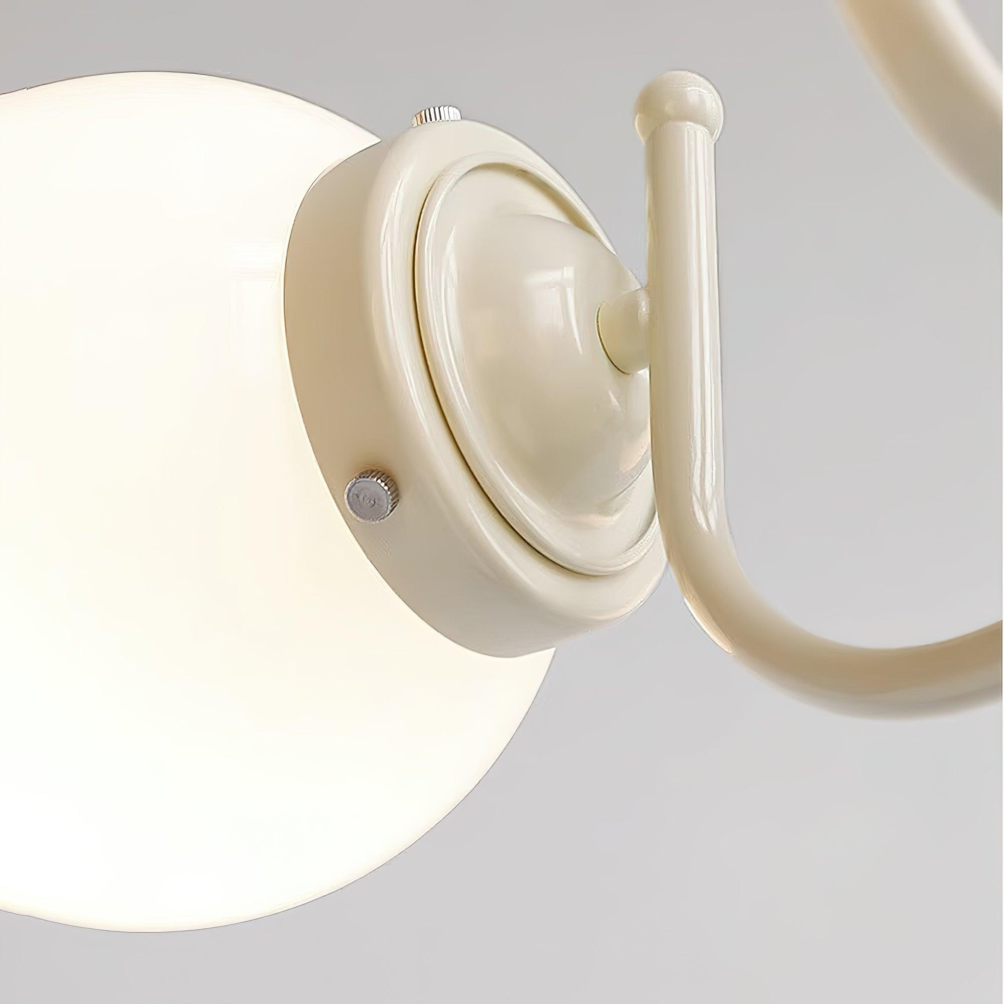 Modern Cream Ball Chandelier with White Glass Globes Mid Century Ceiling Light