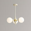 Modern Cream Ball Chandelier with White Glass Globes Mid Century Ceiling Light