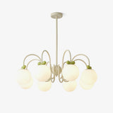 Modern Cream Cherry Glass Shade Chandelier for Living Dining Bedroom Lighting