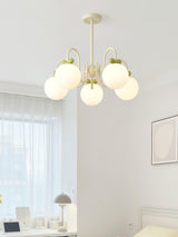Modern Cream Cherry Glass Shade Chandelier for Living Dining Bedroom Lighting