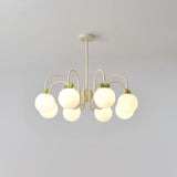 Modern Cream Cherry Glass Shade Chandelier for Living Dining Bedroom Lighting