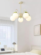 Modern Cream Cherry Glass Shade Chandelier for Living Dining Bedroom Lighting