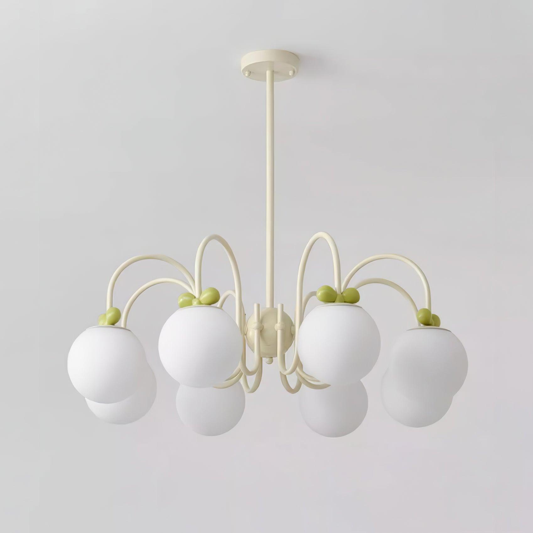 Modern Cream Cherry Glass Shade Chandelier for Living Dining Bedroom Lighting