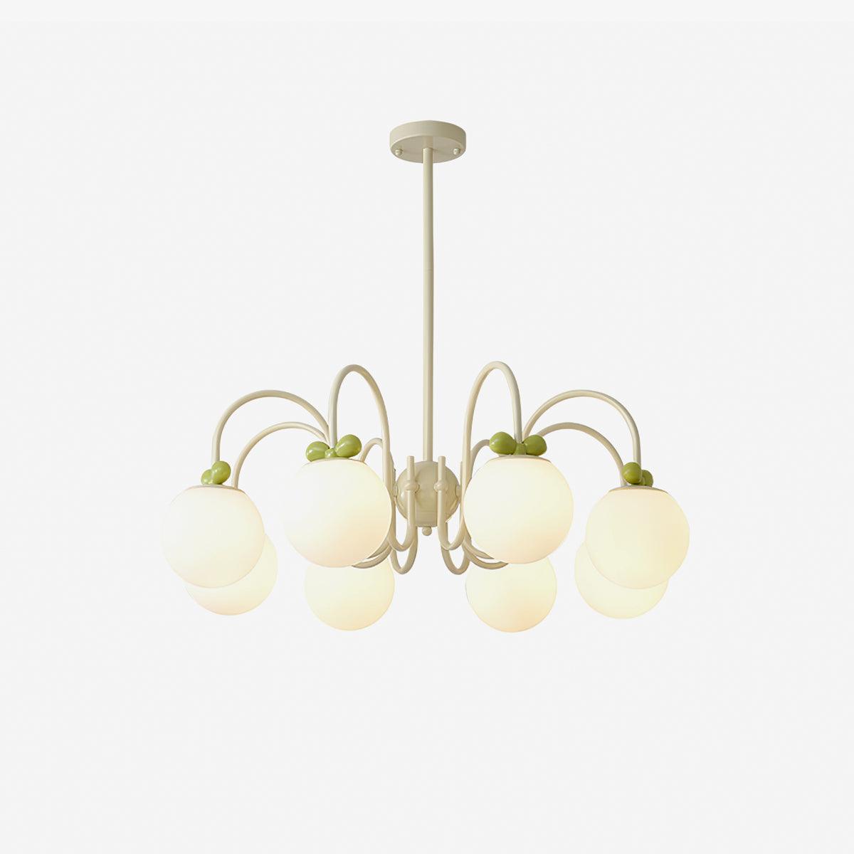 Modern Cream Cherry Glass Shade Chandelier for Living Dining Bedroom Lighting