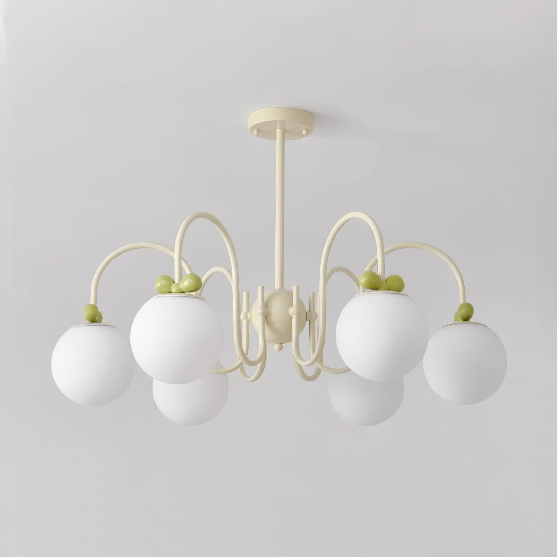 Modern Cream Cherry Glass Shade Chandelier for Living Dining Bedroom Lighting