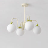 Modern Cream Cherry Glass Shade Chandelier for Living Dining Bedroom Lighting