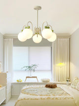 Modern Cream Cherry Glass Shade Chandelier for Living Dining Bedroom Lighting