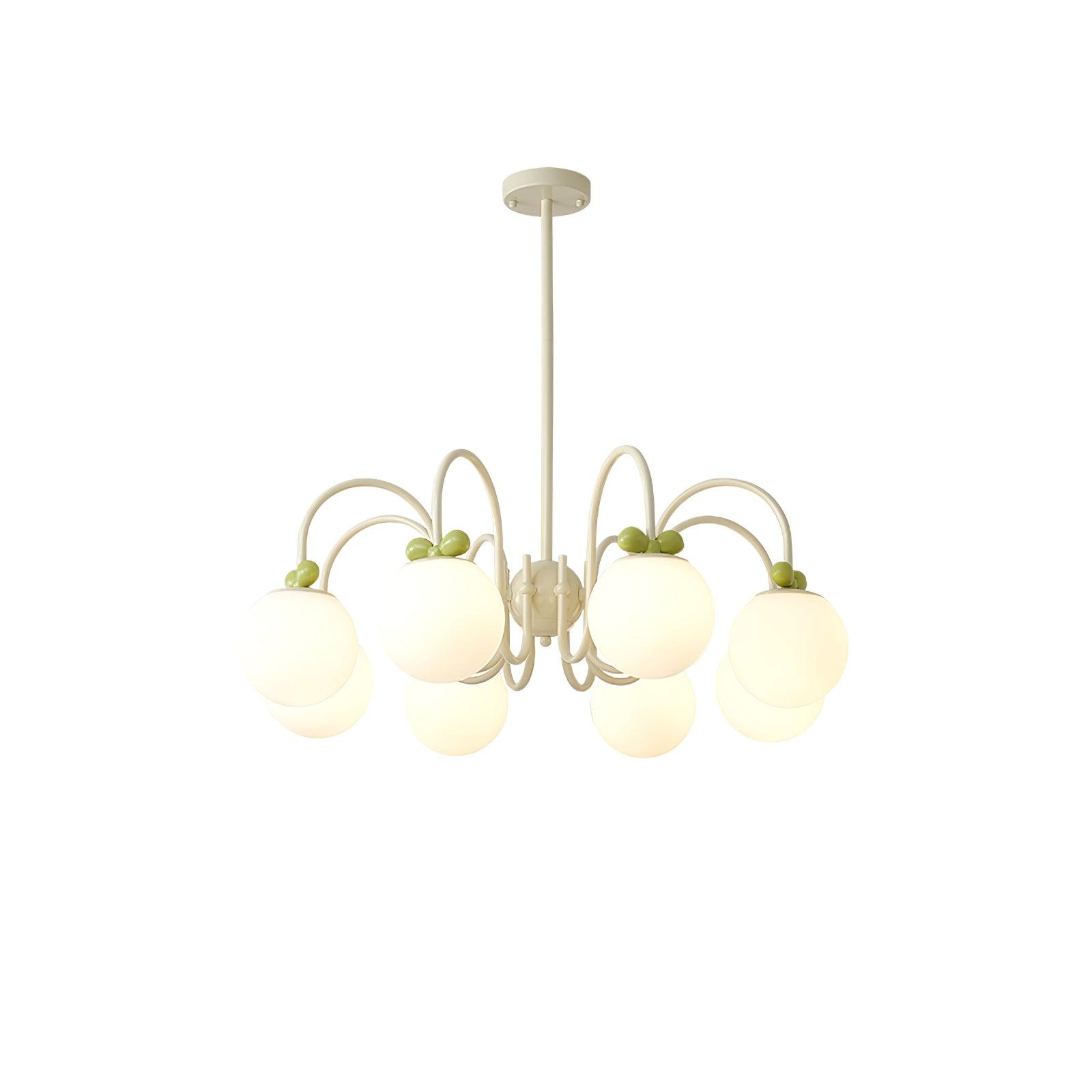 Modern Cream Cherry Glass Shade Chandelier for Living Dining Bedroom Lighting