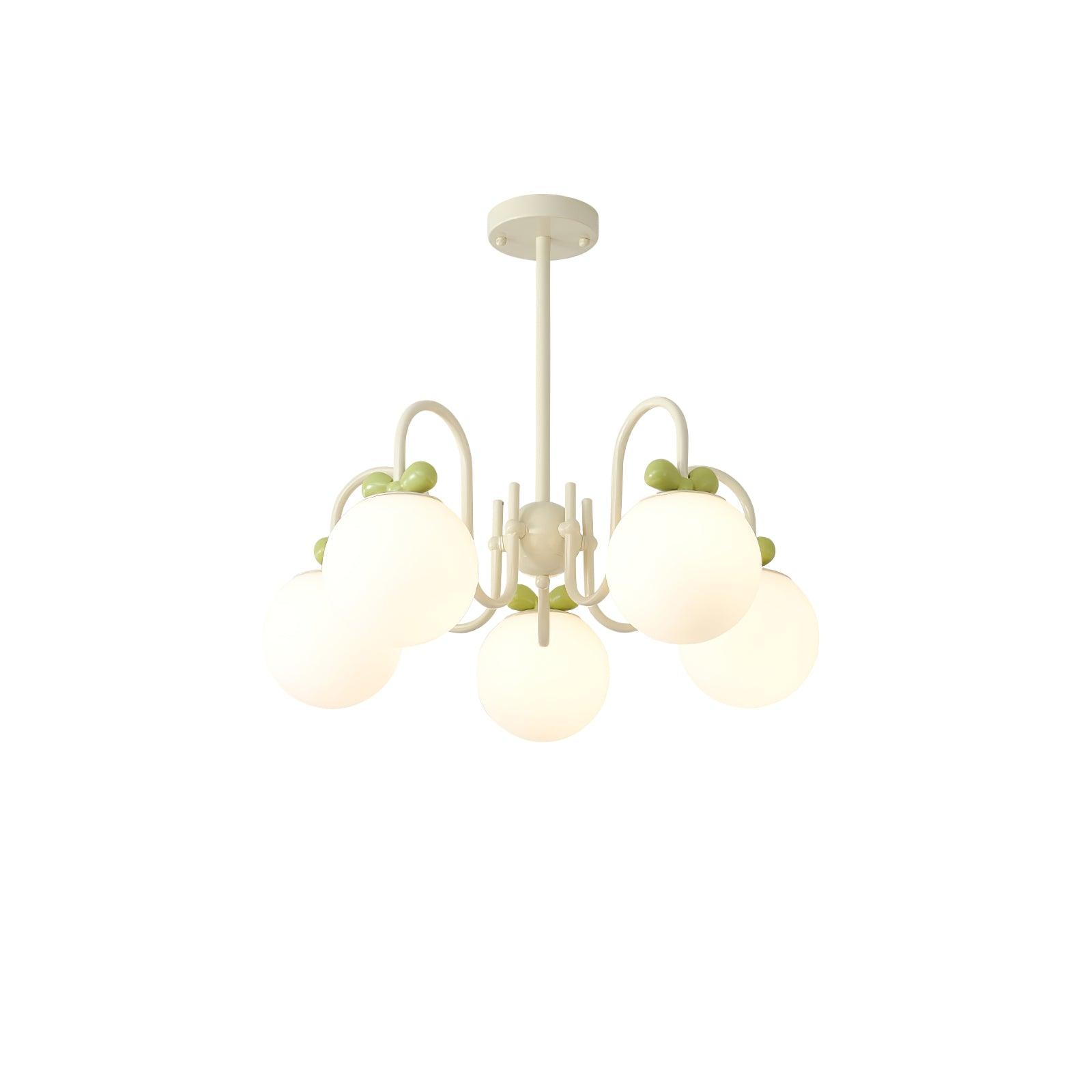 Modern Cream Cherry Glass Shade Chandelier for Living Dining Bedroom Lighting