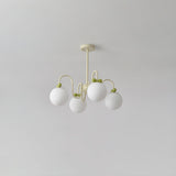 Modern Cream Cherry Glass Shade Chandelier for Living Dining Bedroom Lighting