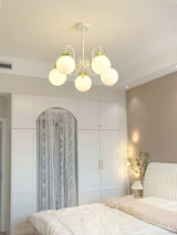 Modern Cream Cherry Glass Shade Chandelier for Living Dining Bedroom Lighting