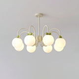 Modern Cream Cherry Glass Shade Chandelier for Living Dining Bedroom Lighting