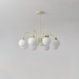 Modern Cream Cherry Glass Shade Chandelier for Living Dining Bedroom Lighting