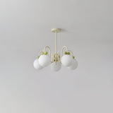 Modern Cream Cherry Glass Shade Chandelier for Living Dining Bedroom Lighting