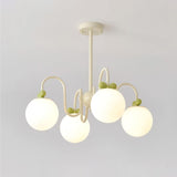 Modern Cream Cherry Glass Shade Chandelier for Living Dining Bedroom Lighting