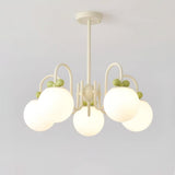 Modern Cream Cherry Glass Shade Chandelier for Living Dining Bedroom Lighting
