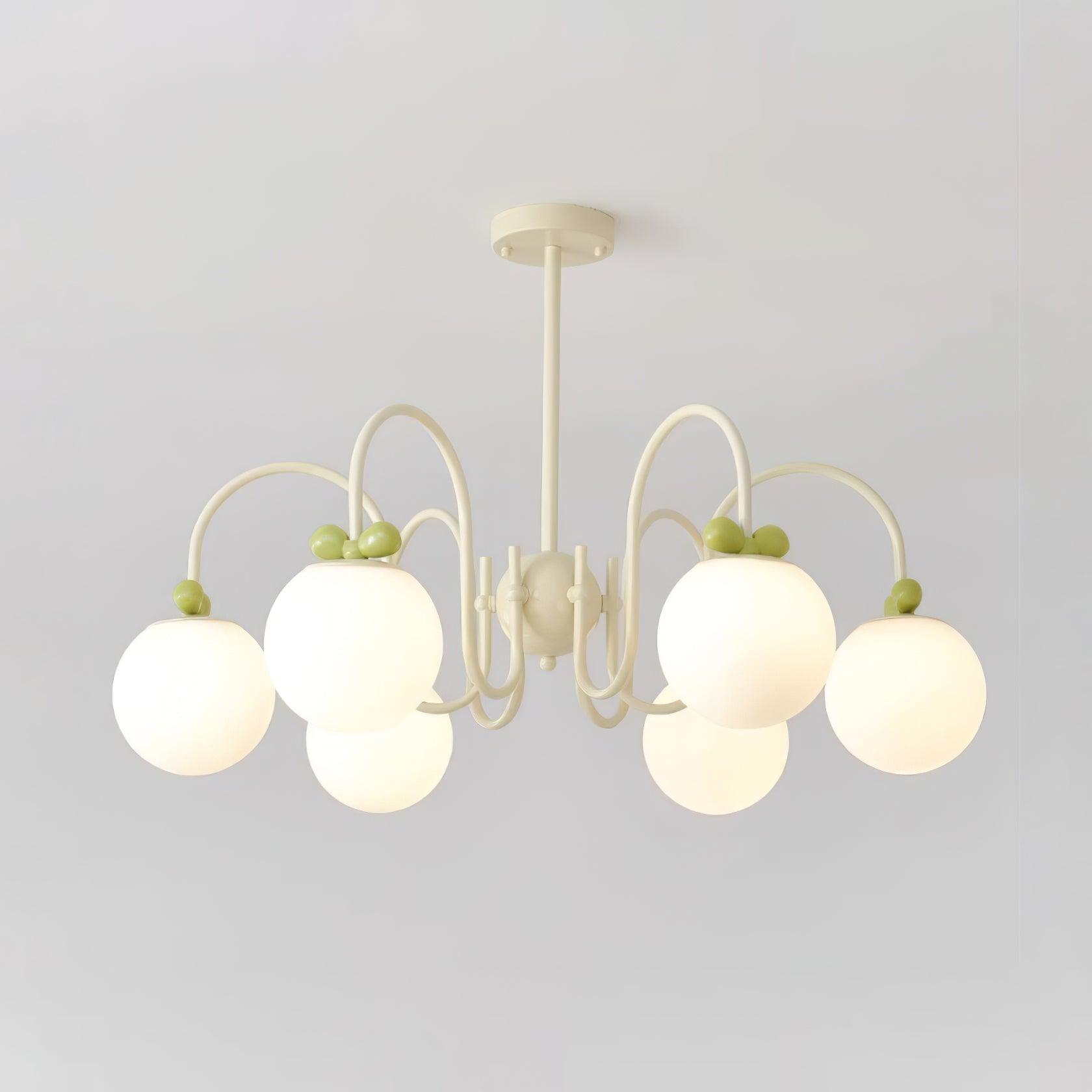 Modern Cream Cherry Glass Shade Chandelier for Living Dining Bedroom Lighting