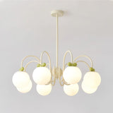 Modern Cream Cherry Glass Shade Chandelier for Living Dining Bedroom Lighting