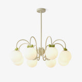 Modern Cream Cherry Glass Shade Chandelier for Living Dining Bedroom Lighting