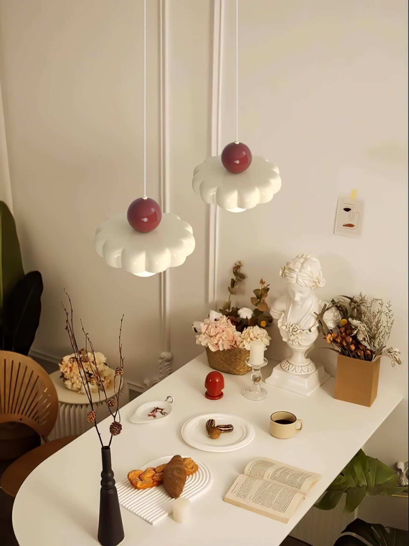 Modern Cream Cloud Pendant Light Resin Hanging Ceiling Lamp for Stylish Interior Decor
