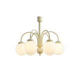 Modern Cream Glass Sphere Chandelier Elegant White Globe Ceiling Light Fixture