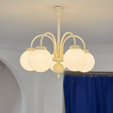 Modern Cream Glass Sphere Chandelier Elegant White Globe Ceiling Light Fixture