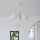 Modern Cream Glass Sphere Chandelier Elegant White Globe Ceiling Light Fixture