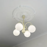 Modern Cream Glass Sphere Chandelier Elegant White Globe Ceiling Light Fixture