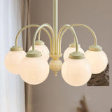 Modern Cream Glass Sphere Chandelier Elegant White Globe Ceiling Light Fixture