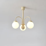 Modern Cream Glass Sphere Chandelier Elegant White Globe Ceiling Light Fixture