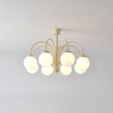 Modern Cream Glass Sphere Chandelier Elegant White Globe Ceiling Light Fixture