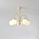 Modern Cream Glass Sphere Chandelier Elegant White Globe Ceiling Light Fixture