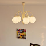 Modern Cream Glass Sphere Chandelier Elegant White Globe Ceiling Light Fixture