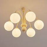 Modern Cream Glass Sphere Chandelier Elegant White Globe Ceiling Light Fixture