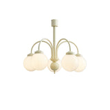 Modern Cream Glass Sphere Chandelier Elegant White Globe Ceiling Light Fixture