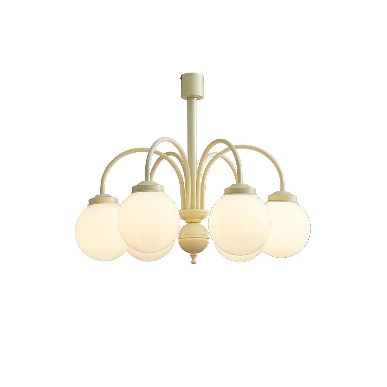 Modern Cream Glass Sphere Chandelier Elegant White Globe Ceiling Light Fixture