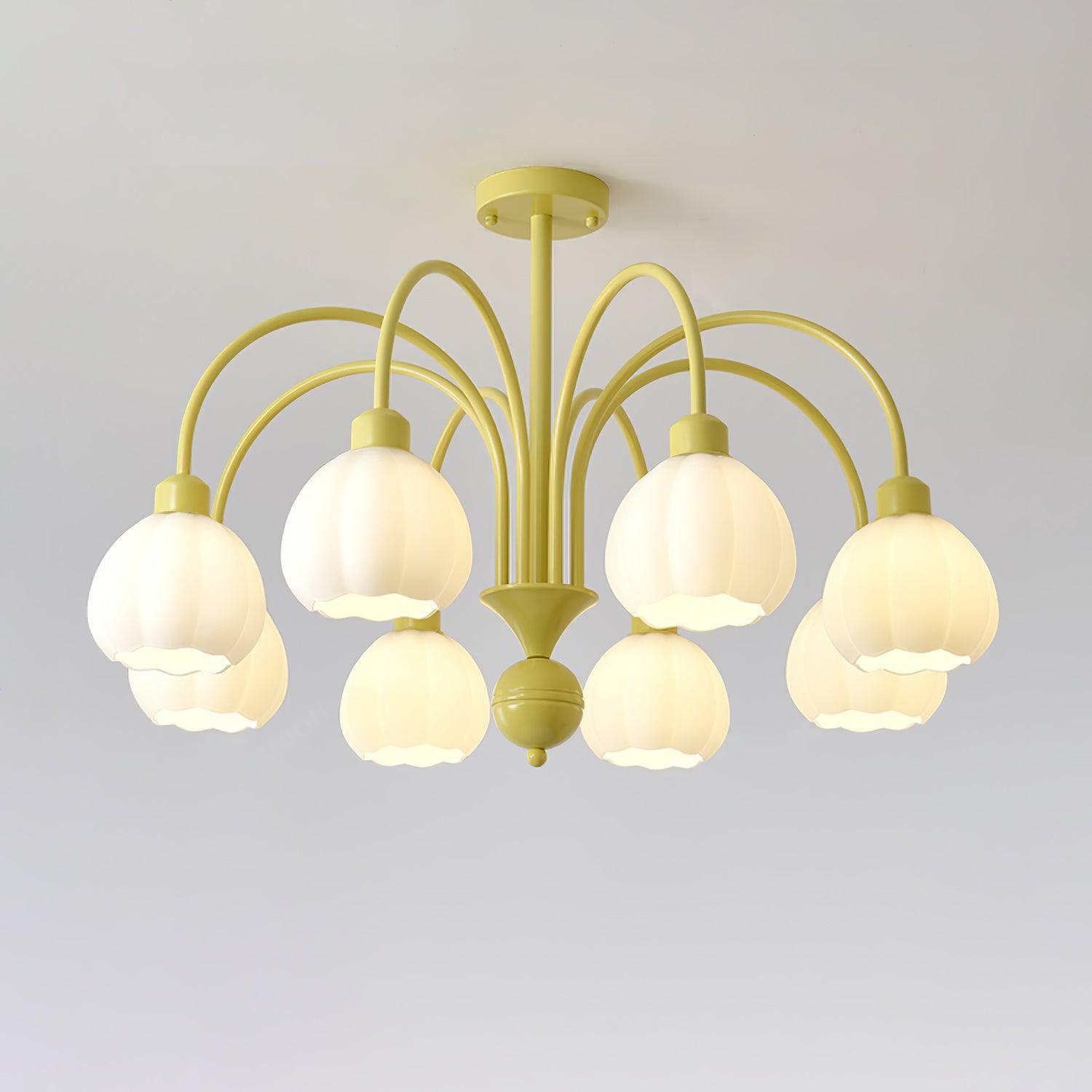 Modern Cream Pumpkin Ball Glass Chandelier Mid Century Ceiling Light Fixture