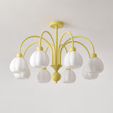 Modern Cream Pumpkin Ball Glass Chandelier Mid Century Ceiling Light Fixture