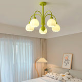 Modern Cream Pumpkin Ball Glass Chandelier Mid Century Ceiling Light Fixture