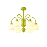 Modern Cream Pumpkin Ball Glass Chandelier Mid Century Ceiling Light Fixture