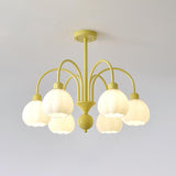 Modern Cream Pumpkin Ball Glass Chandelier Mid Century Ceiling Light Fixture