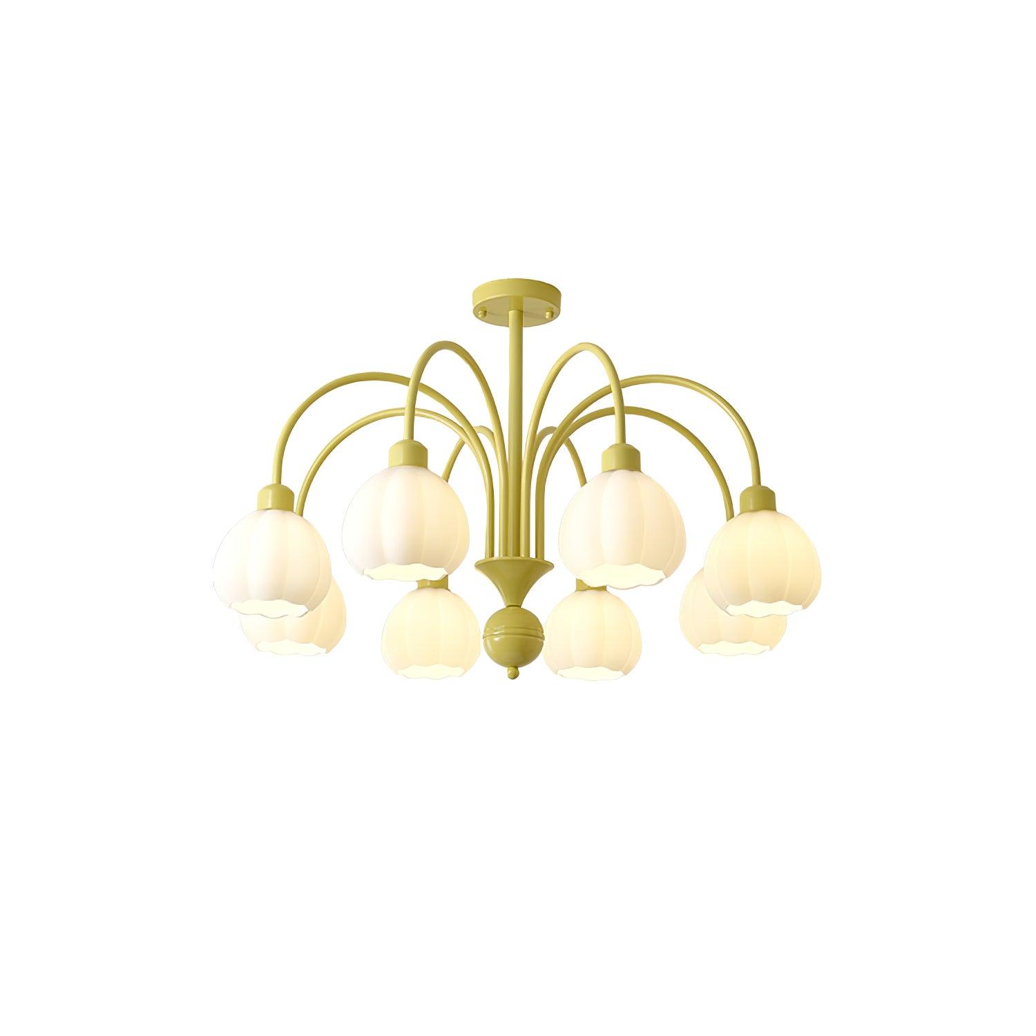 Modern Cream Pumpkin Ball Glass Chandelier Mid Century Ceiling Light Fixture
