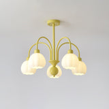 Modern Cream Pumpkin Ball Glass Chandelier Mid Century Ceiling Light Fixture