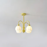 Modern Cream Pumpkin Ball Glass Chandelier Mid Century Ceiling Light Fixture
