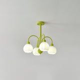 Modern Cream Pumpkin Ball Glass Chandelier Mid Century Ceiling Light Fixture
